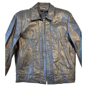 Black Leather Jacket XL Genuine Quality Made In‎ Argentina 42in Chest